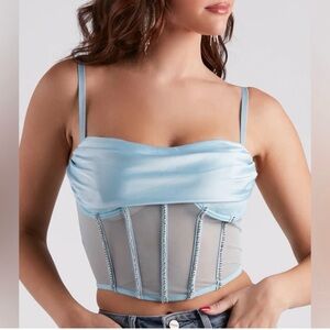 Windsor Icy Blue Satin Corset Top